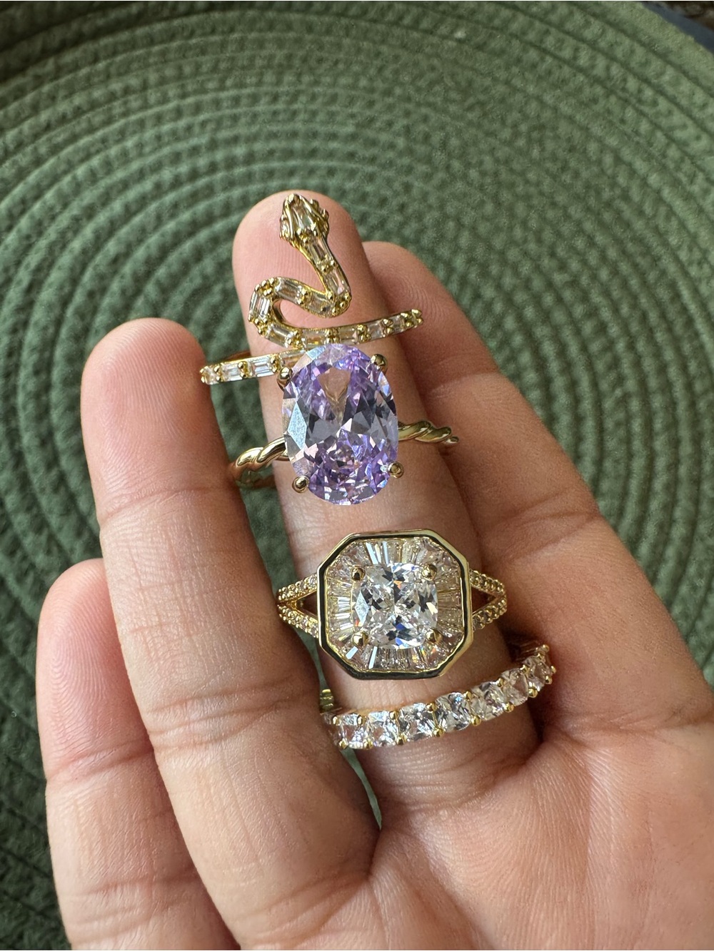 Gold-Filled 5A CZ Sparkly Ring Set / Bundle Size 9